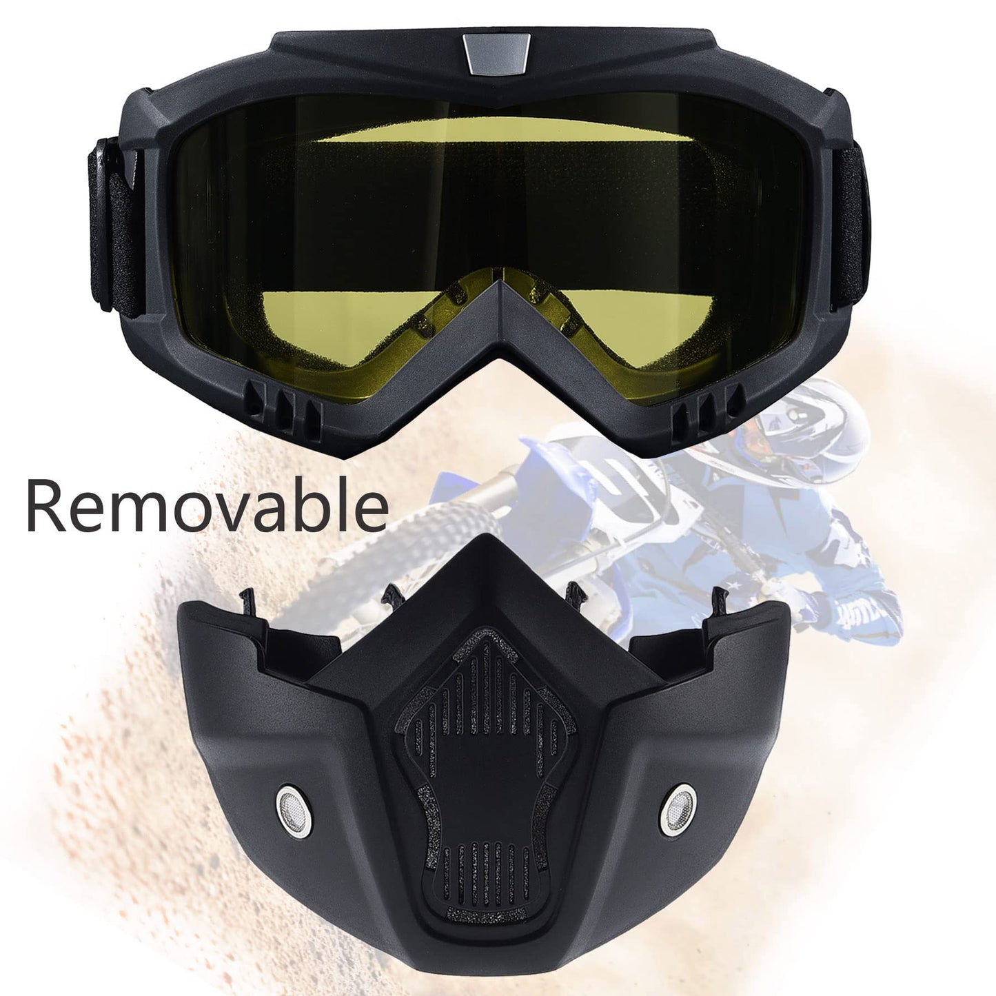 Paintball Mask Anti Fog, Full Face Tactical Mask Goggles Detachable for Motorcycle Cycling Skiing Halloween CS Game Cosplay (Yellow)