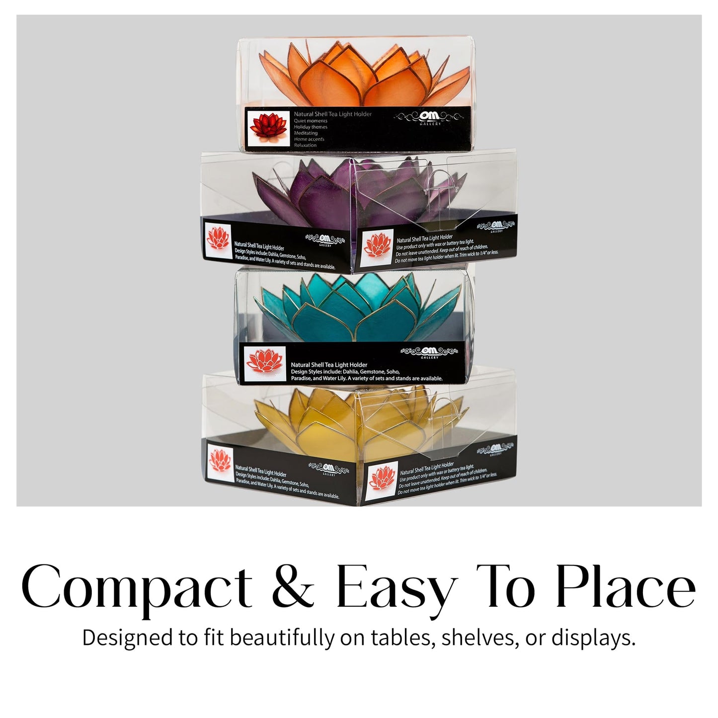 OM Gallery Gemstone Lotus Tealight Holder - Handcrafted Capiz Shell Design for Soft Glow, Elegant Home & Table Decor, Wedding Centerpieces, Votive Candle Styling, and Thoughtful Gifting - Ruby