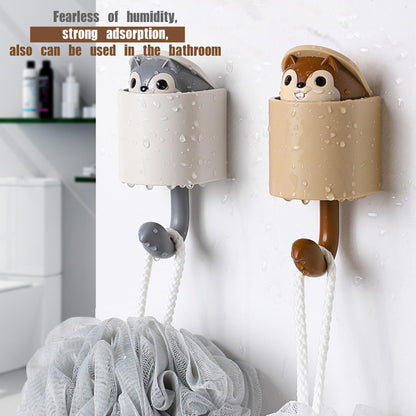 GCFTIFF 2 Pcs Creative Squirrel Cute Pet Key Holder wall Mount, Keychain Command Hooks,siding Hooks,Hook for Coat, Scarf, Hat, Towel, Bag, Utility Hook for Wall Hanging Decorations (Coffee&Gray)