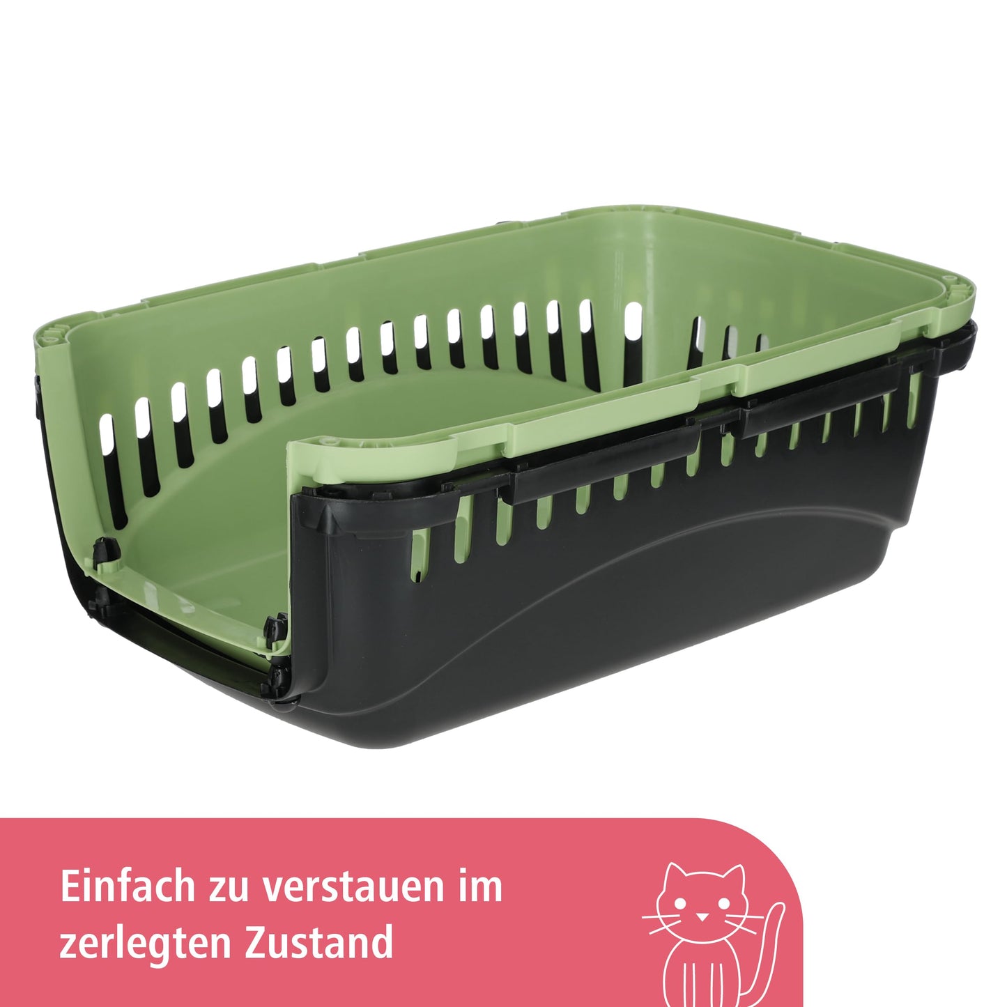 Kerbl Transport Box Expedion with Plastic Door, 45x 30 x 30 cm, Green/ Dark Grey