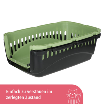 Kerbl Transport Box Expedion with Plastic Door, 45x 30 x 30 cm, Green/ Dark Grey