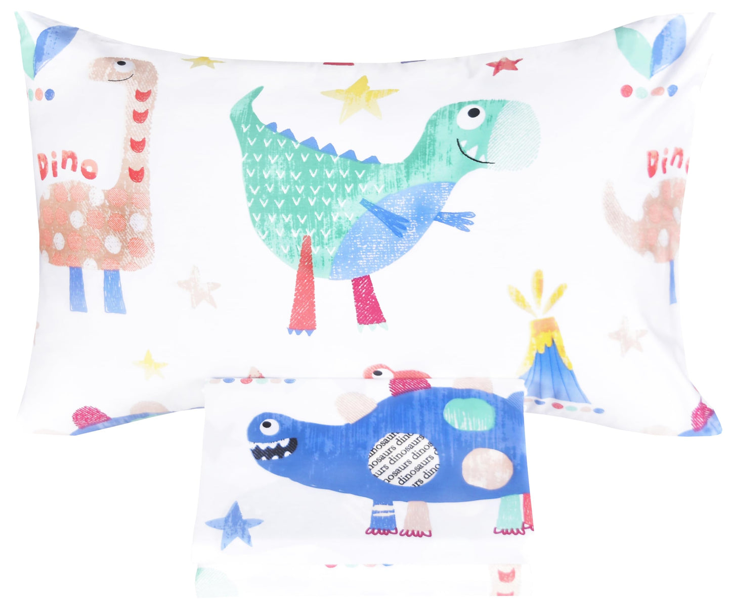 Scientific Sleep Jurassic Big Dinosaur Cute Kids Toddler Boys Girls 100% Cotton 3 Pcs Twin Bed Sheet Set, Flat Sheet & Fitted Sheet & Pillowcase Kids Bedding Set Twin