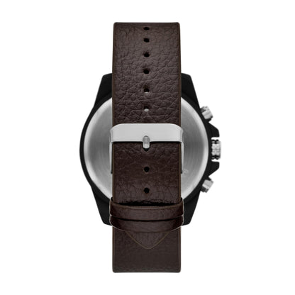 Folio Men's Black and Brown Vegan Leather Strap Watch, Bracelet and Accessories Gift Set (Model: FMDFL6049)