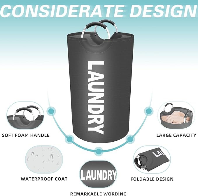 StorageRight 90L Large Laundry Basket, Laundry Hamper, Dirty Clothes Hamper