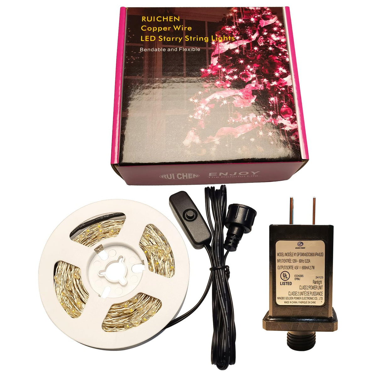 RUICHEN Plug in Fairy Lights with Switch, Waterproof 66 Ft 200 LED Silver Wire Starry String Firefly Lights for Bedroom, Patio, Garden, Balcony, Dorm, Red