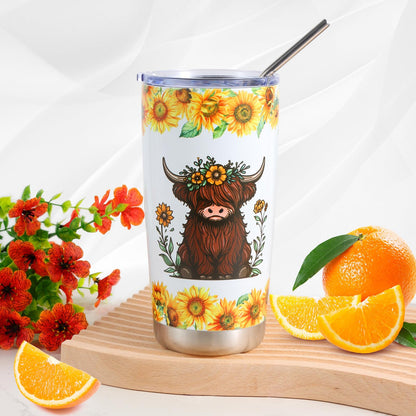 Bayelove Highland Cow Gifts for Women Highland Cattle Stuff Themed Gifts Include Tumbler Mug Makeup Bag Hair Claw Clips Keychain Socks Card for Highland Cow Lover Birthday Christmas