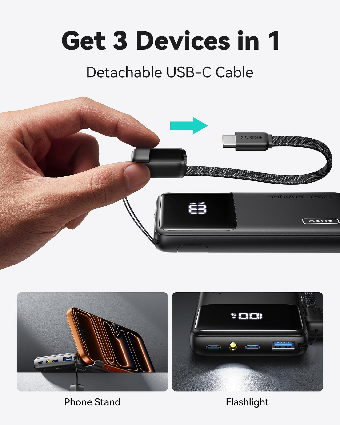 INIU Portable Charger, Slimmest Fast Charging 10000mAh USB C in/Out Power Bank, 22.5W PD3.0 QC4+ Battery Pack, Portable Phone Charger for iPhone 16 15 14 13 12 Pro Samsung S22 S21 Google AirPods iPad