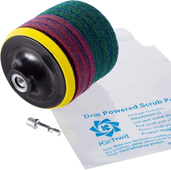 Kichwit 4 Inch Drill Power Brush Tile Scrubber Scouring Pads Cleaning Kit