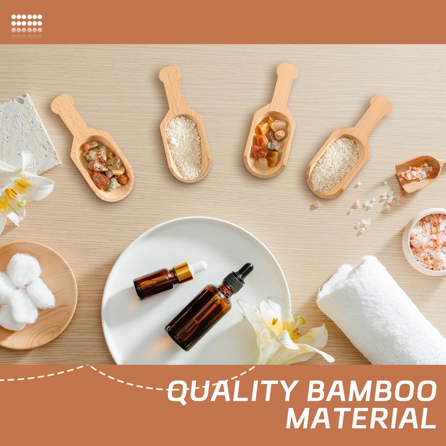 Dandat 100 Pack Mini Wooden Spoons for Jars Small Bath Salt Bamboo Spoons Bulk Small Scoop Mini Scooper Wooden Candy Spoon Washing Powder for Sugar Scrubs, Bath Salts, Cooking