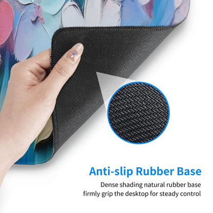 Gaming Mouse Pad, Large Non-Slip Rubber Base Mousepad, Keyboard Mouse Mat, Desk Pad with Stitched Edges, 31.5x11.8inch, Oil Flower