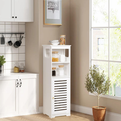 Bathroom Cabinet Waterproof, White Storage Cabinet Floor Standing Home Storage Furniture Shelf,Suitable for Toilet Bedroom Kitchen Living Room (RD)