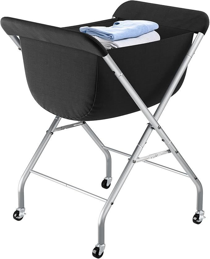 ELYKEN Laundry Cart with Wheels, 33”H Easy Rolling Laundry Hamper with