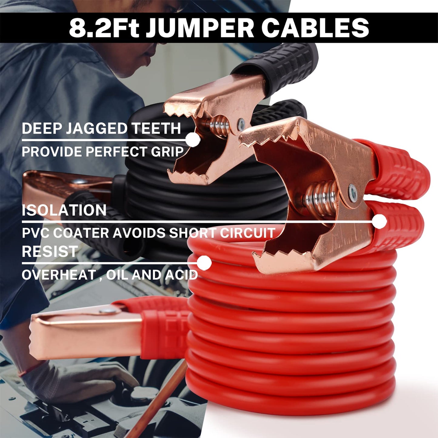 Car Roadside Emergency Kit with Battery Jumper Cables,Car Accessories for Men or Women,Automotive Safety Kit for Car,Vehicle, Truck or SUV,Gifts for Men or Him,Red