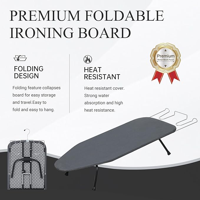 Metal Mesh Panel Tabletop Ironing Board | Foldable Iron Board | Heavy Duty