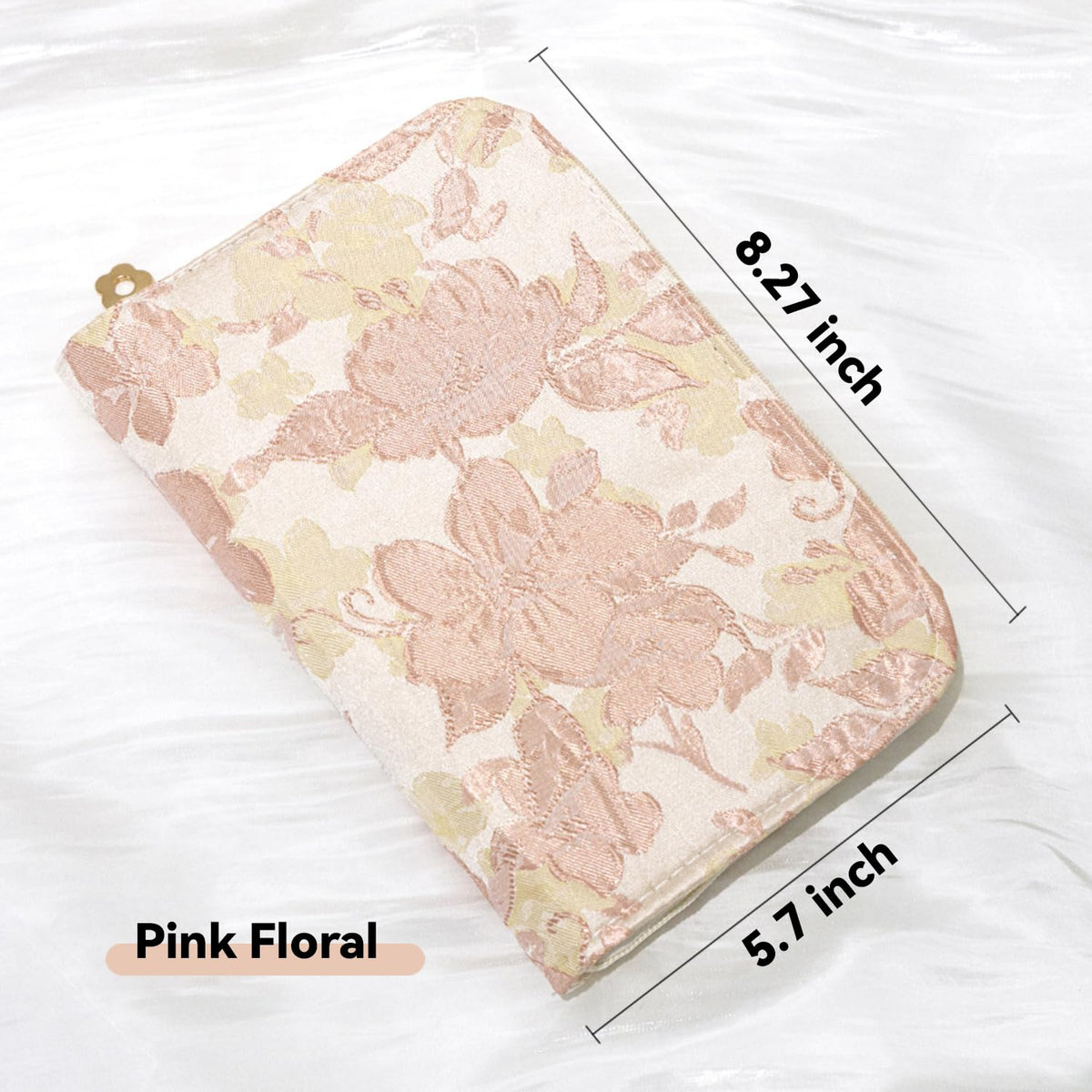Travel Jewelry Organizer Booklet with 5 PCS Pages & 12 Zippered Pocket, Portable Jewelry Storage Pouch with PVC Windows – Mini Jewelry Travel Case for Necklaces, Rings & Earrings (Pink Floral)