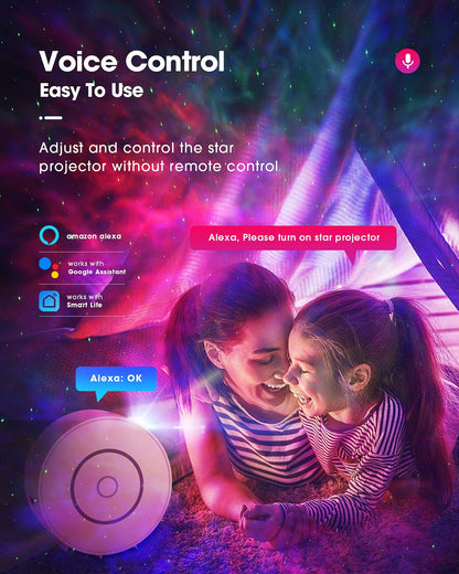 SUPPOU LED WiFi Galaxy Projector, Smart Night Light Kids Adults 3D Star Projector Light with RGB Adjustment/Voice Control/WiFi/Timer Compatible Alexa Google Assistant for Room Decor