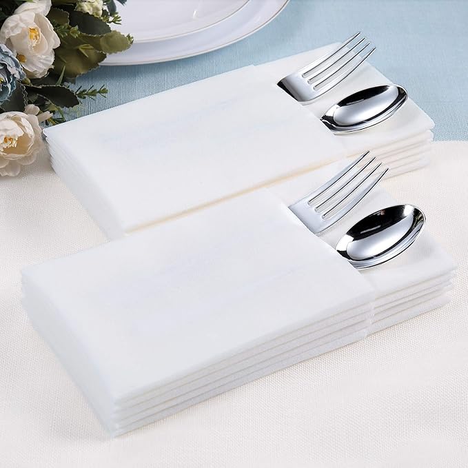 FOCUSLINE 480 Disposable Bathroom Napkins, Linen-Feel Paper Guest Towels