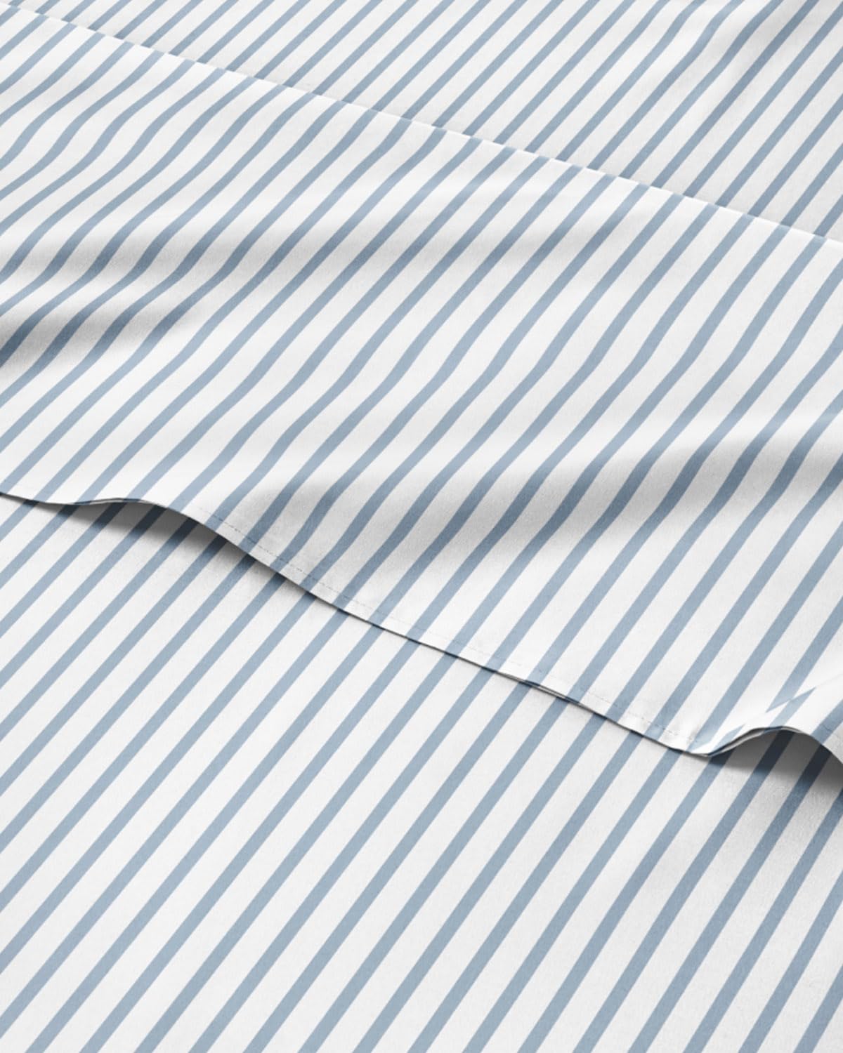 Striped Sheets - Blue & White Striped Sheets - 1 Flat & 1 Fitted & 2 Pillowcases w/ Deep Pockets – Wrinkle & Fade Free - Ultra-Soft, Breathable and Cooling - Luxury Pinstripe Bedding - Queen Size Set