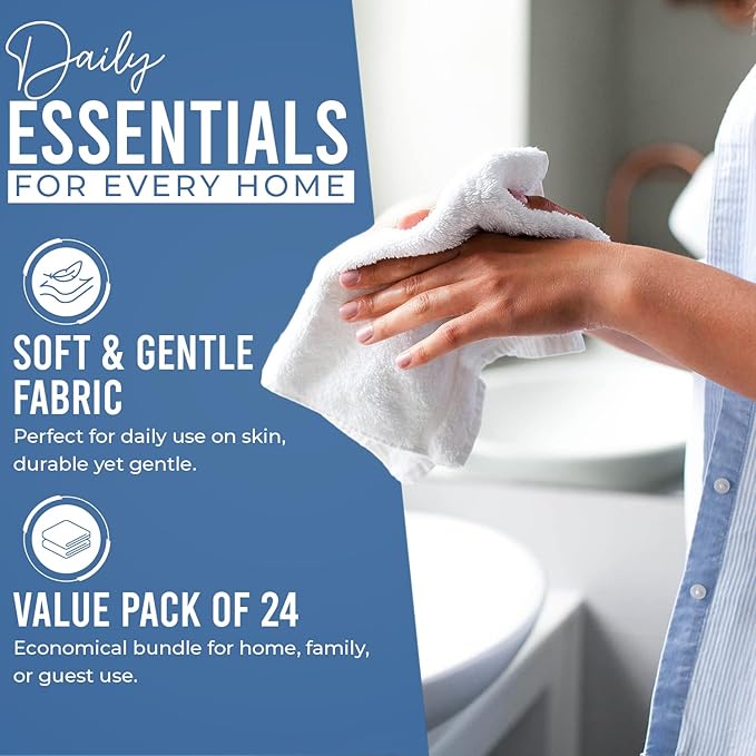 DAN RIVER 24 Pack Wash Cloths for Showering