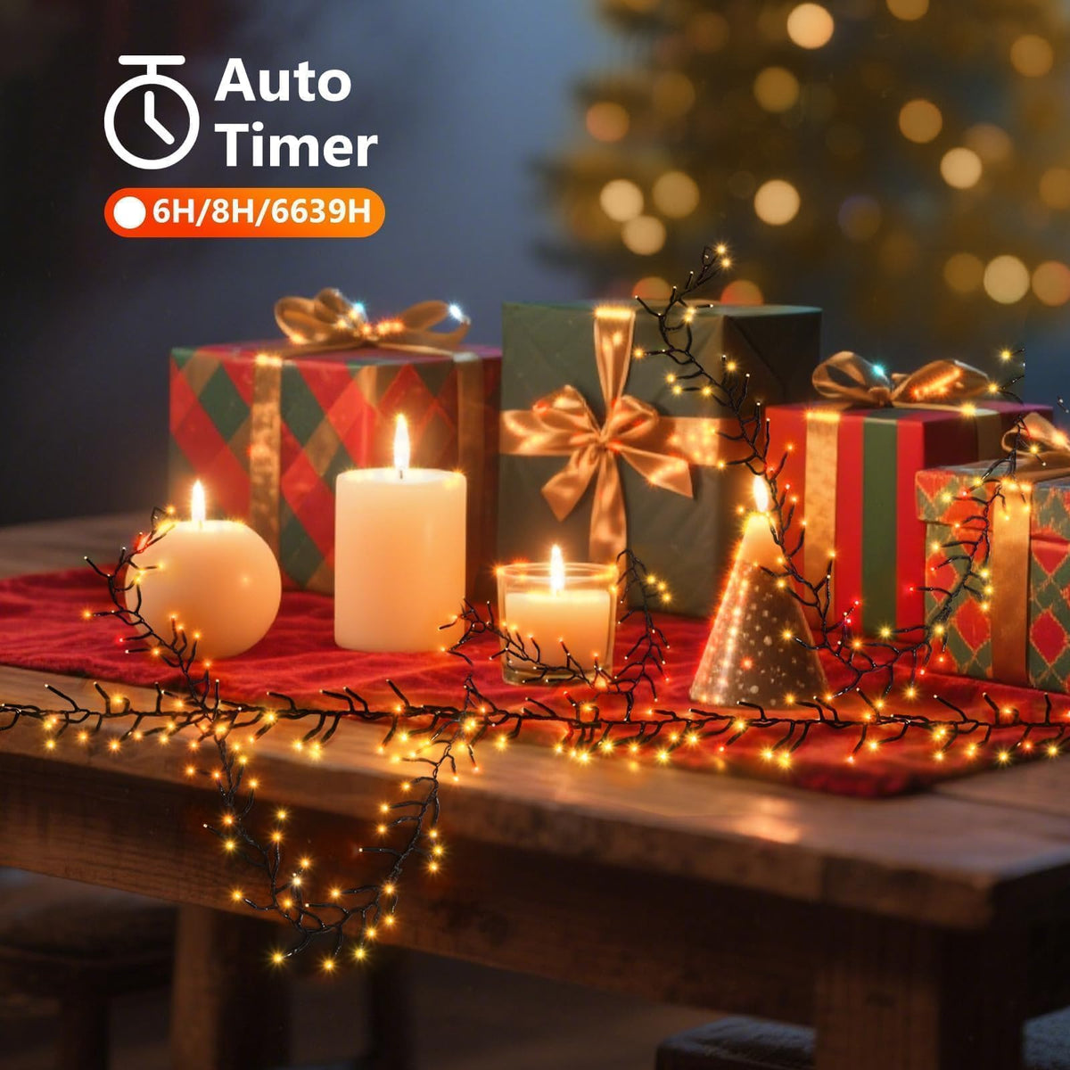 1200 LED 59FT Christmas Cluster Lights, Warm White Christmas Tree Lights Outdoor, Firecrackers String Light with 12 Modes Timer Remote, Waterproof Plug in Twinkle Fairy Light for Xmas Tree Garland