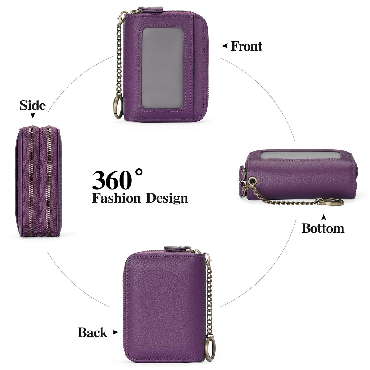 GOIACII Small Genuine Leather Wallet for Women, RFID Blocking Credit Card Holder Wallet