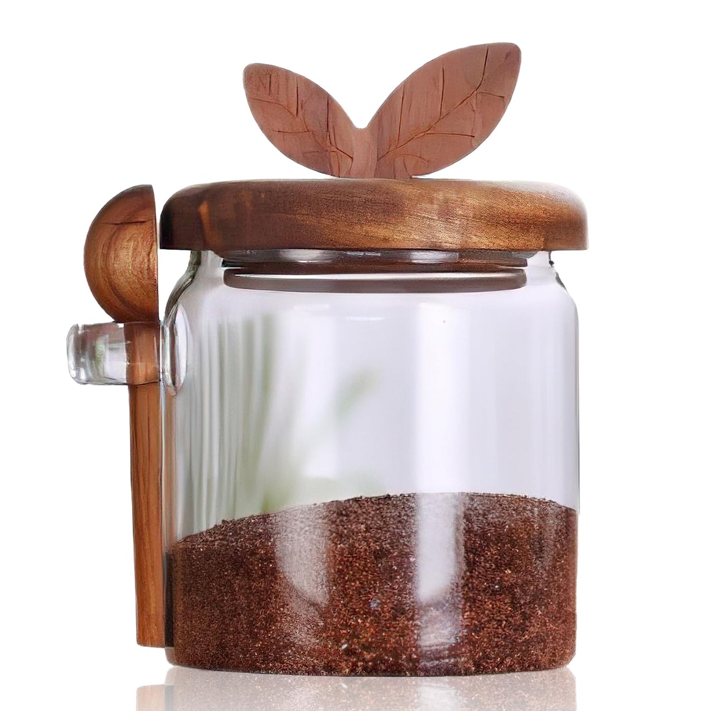REIKOMO Sugar Bowls with Lids and Spoons, 13.5oz Glass Sugar Containers for Coffee Bar, Food Storage Jars for Brown Sugar, Tea, Salt, and Spices