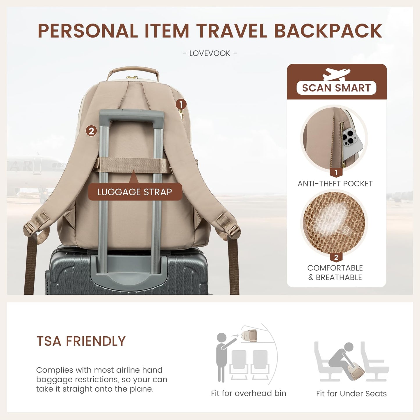 LOVEVOOK Laptop Backpack for Women with Pouch Pocket for Large Capacity Cup,15.6 Inch Backpack Womens Travel Backpack, Waterproof Laptop Computer Bag for Work Business Backpack College Teacher