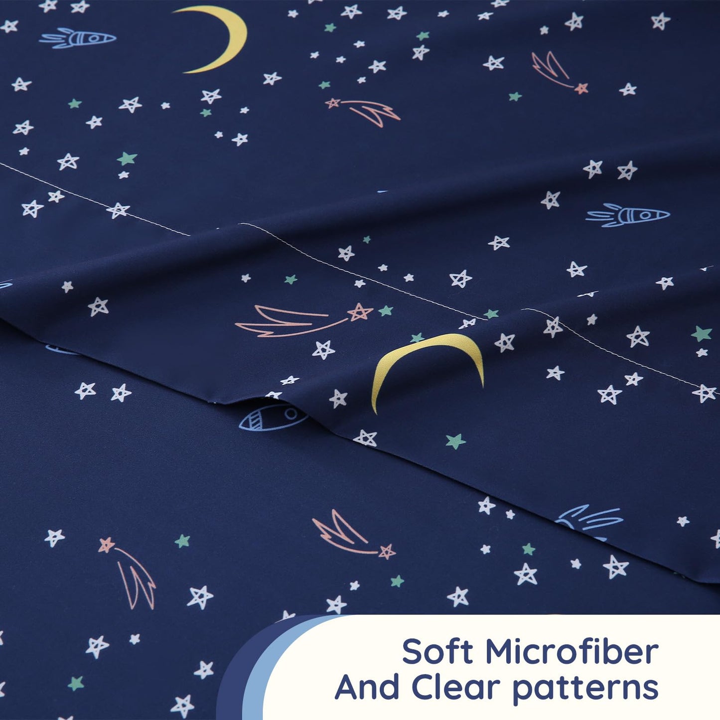 MCO Twin Sheets Set Kids, Soft Microfiber Bed Sheet Set for Boy Girls, 3 Pieces Breathable Twin Sheets Starry Sky