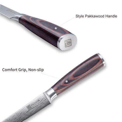PAUDIN Utility Knife, Kitchen Knife 5 Inch, High Carbon Stainless Steel, Multipurpose Paring Knife for Fruit and Vegetable Cutting with Wooden Handle, Premium Gift Box