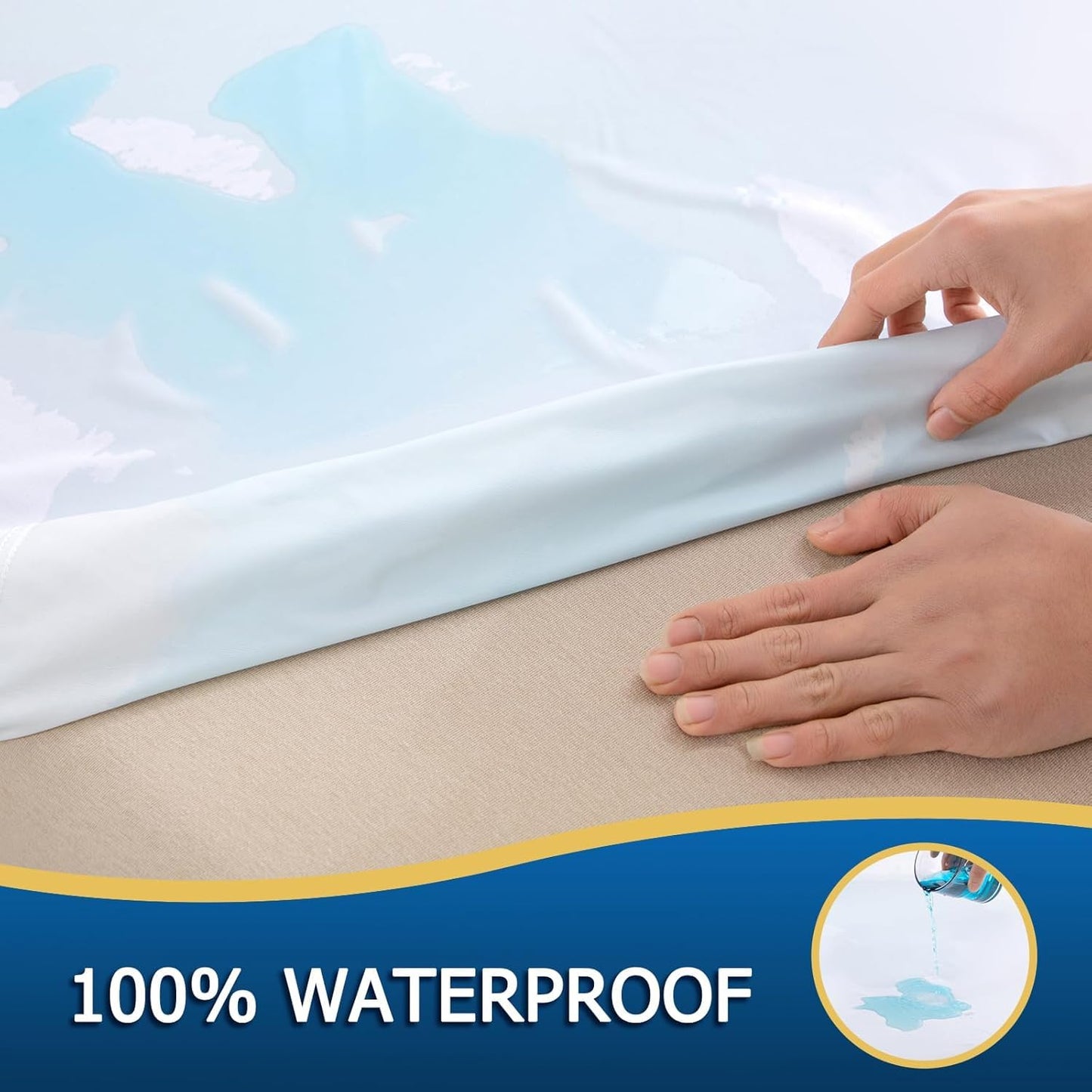 Parkdeny Twin XL Waterproof Mattress Encasement, Zippered Dorm Mattress Protector, Breathable Microfiber Bed Cover, Noiseless Liquid Proof Six Sided Shield Fits 5 to 13 Inch Deep Mattress, White