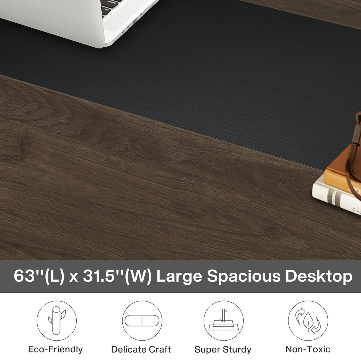 Tribesigns Modern Computer Desk, 63 x 31.5 inch Large Office Desk Computer Table Study Writing Desk Workstation for Home Office, Grey/Black
