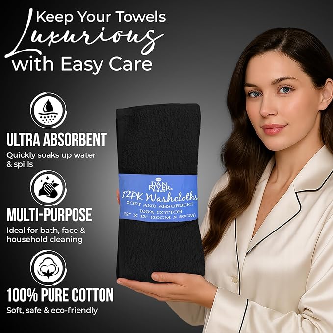 DAN RIVER 12 Pack Wash Cloths for Showering