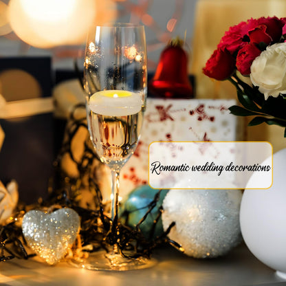 QQFCTOO 24 Pack 3” Flameless LED Floating Candles, Water-Activated Battery Operated Floating Candle with180+ Hours Runtime for Cylindrical Vase, Pool, Fountain - Ideal for Wedding, Party Decoration