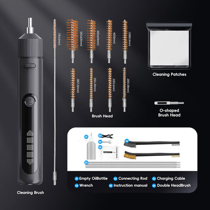 Electric Gun Cleaning Brush Universal Supplies for Rifles Handgun Shotgun Pistol Airgun Cleaning Brushes with 2000mAh Rechargeable Battery, All Calibers Gun Brushes Accessories Gift (Box with Adapter)