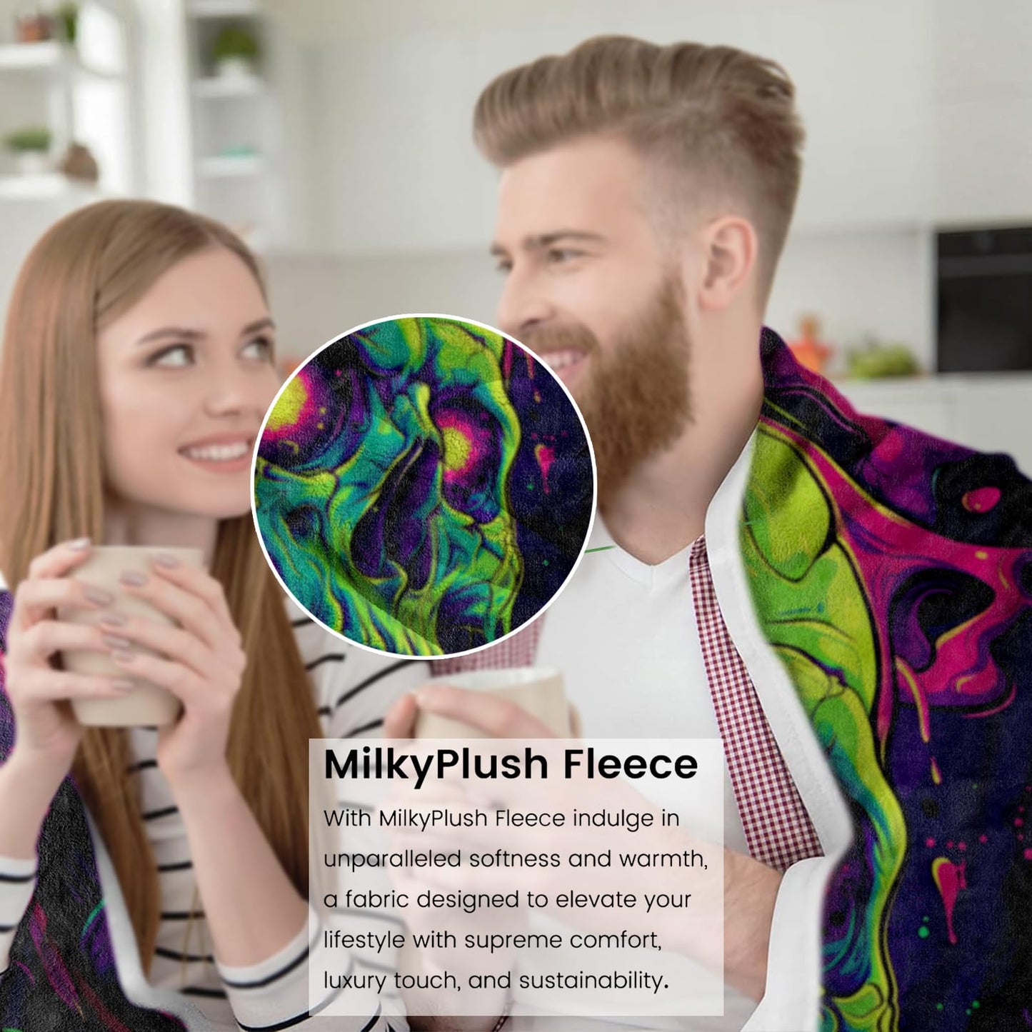 amepay Psychedelic Skull Throw Blanket - Ultra-Soft, Comfy Plush Flannel, Lightweight & Warm, Fuzzy, Anti-Pilling, Perfect for Halloween,Couch, Bed, Travel - Cool Design for Men & Boys 60×50inch