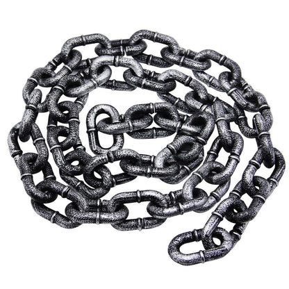 Zcaukya 6FT Halloween Plastic Chains-Costume Accessories, Fake Black Chain Links for Decor Haunted House, Prisoner Theme, Scary Party Horror Props