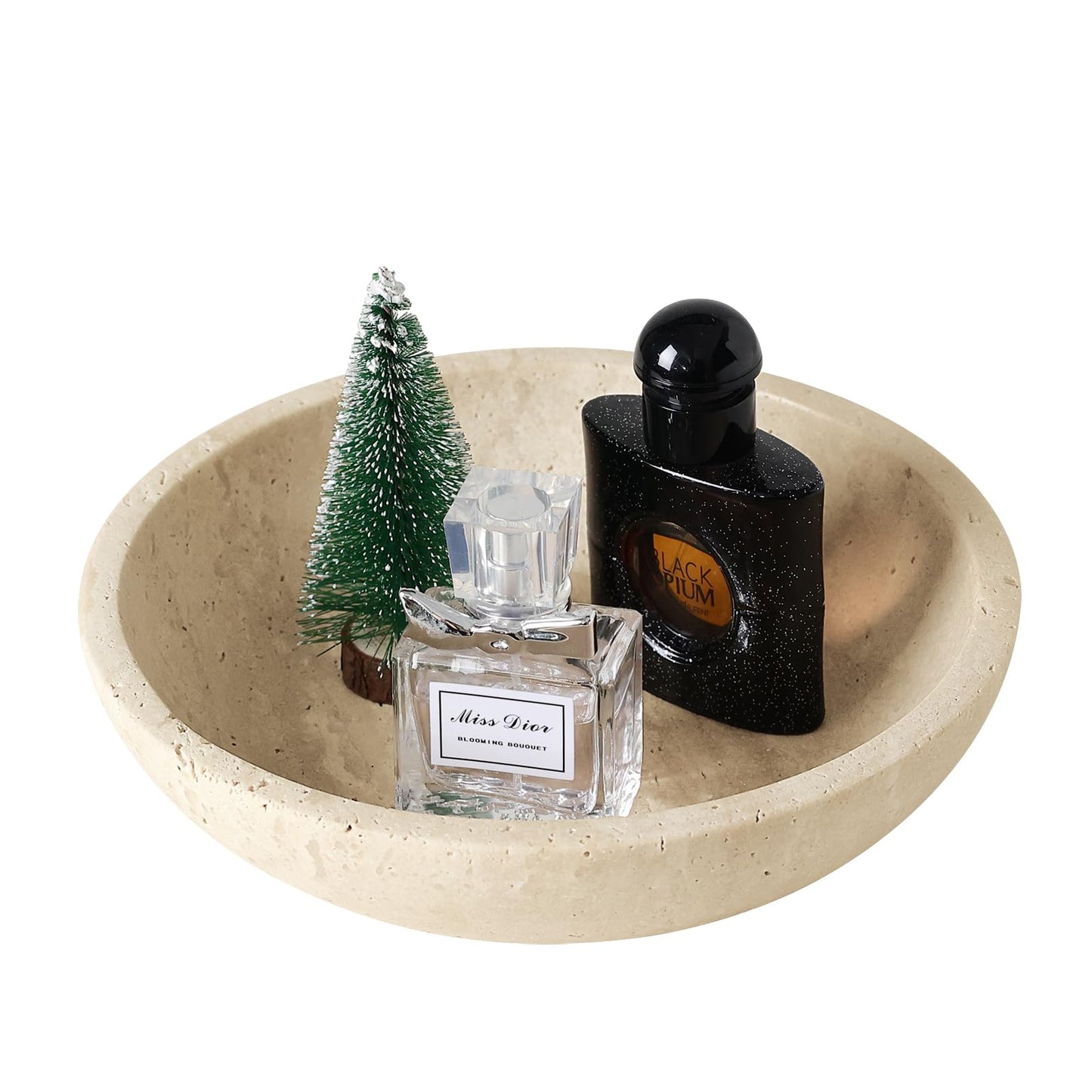 SZGYCSM Travertine Bowl,Decorative Bowl Modern Key Bowl for Entryway Table, Pedestal Bowls for Dining Table Center,Living Room, Kitchen Decor Modern Home Decor Marble Bowls (7.8 Inch)