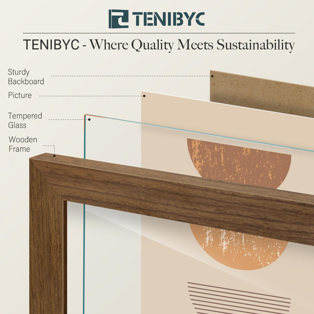 TENIBYC 11x14 Picture Frame Set - 4 Pack, Brown Wood Grain 11 x 14 Photo Frame, HD Tempered Glass, Wall Hanging, Gift for Friend