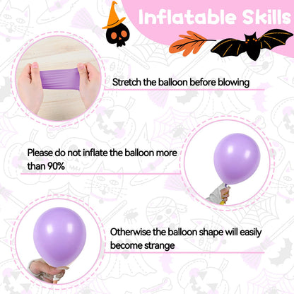 Halloween Balloons,52PCS 12 Inch Halloween Pastel Pink Black Orange Purple Balloon, Ghost Printed Ballons for Halloweenday BOO Party Decorations,Birthday,Baby Shower