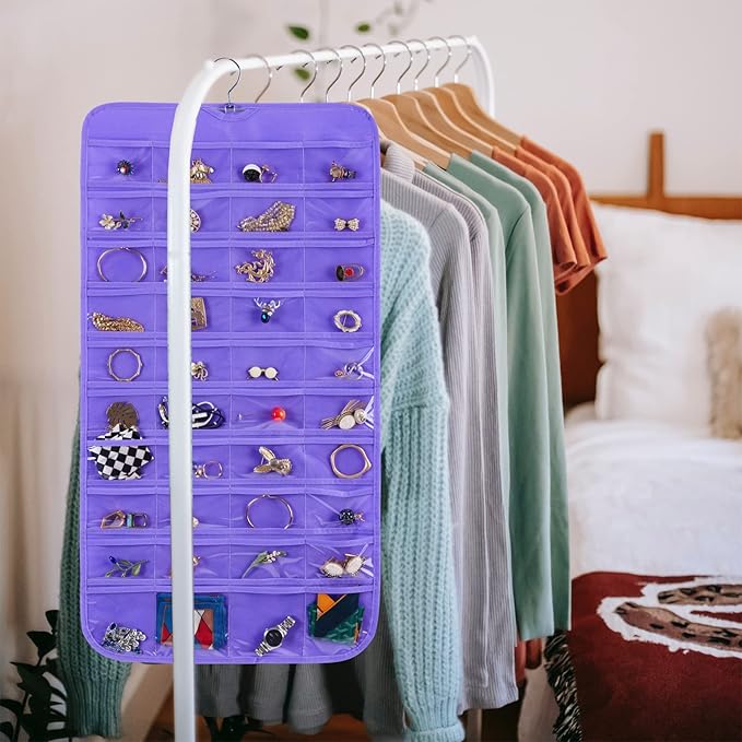 Bloss Hanging Jewelry Organizer, 80 Pockets Dual Sides Wall Jewelry Organizer