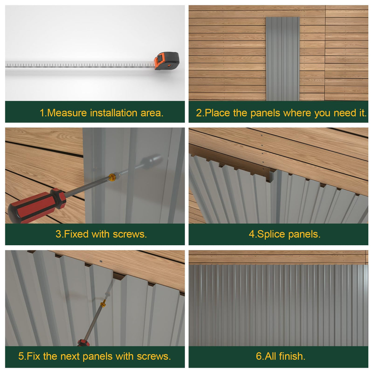 NeatiEase 20 Pcs Metal Roofing Panels, 6.1 Feet Corrugated Galvanized Roofing Panels Metal Siding Panels with Steel Screws for Pergola, Gazebo, Shed, Outdoor Storage, Chicken Coop, Patio,Garages