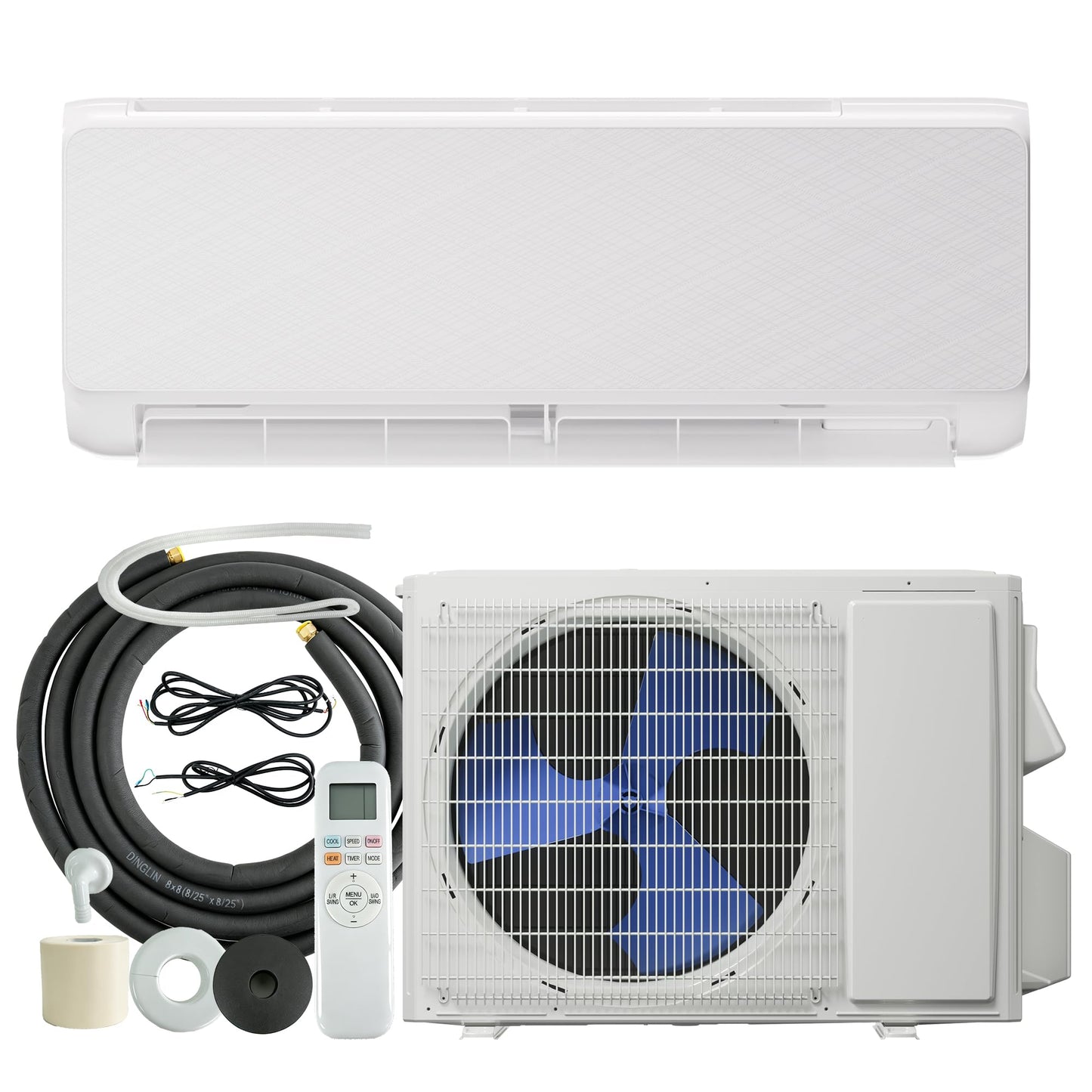 18000 BTU Mini Split Air Conditioner Heat Pump,19 SEER2 Energy Efficient Ductless Inverter AC,Cools Up to 1250sq.ft,208-230V, 24H Timer, Installation Kit,Upgrade