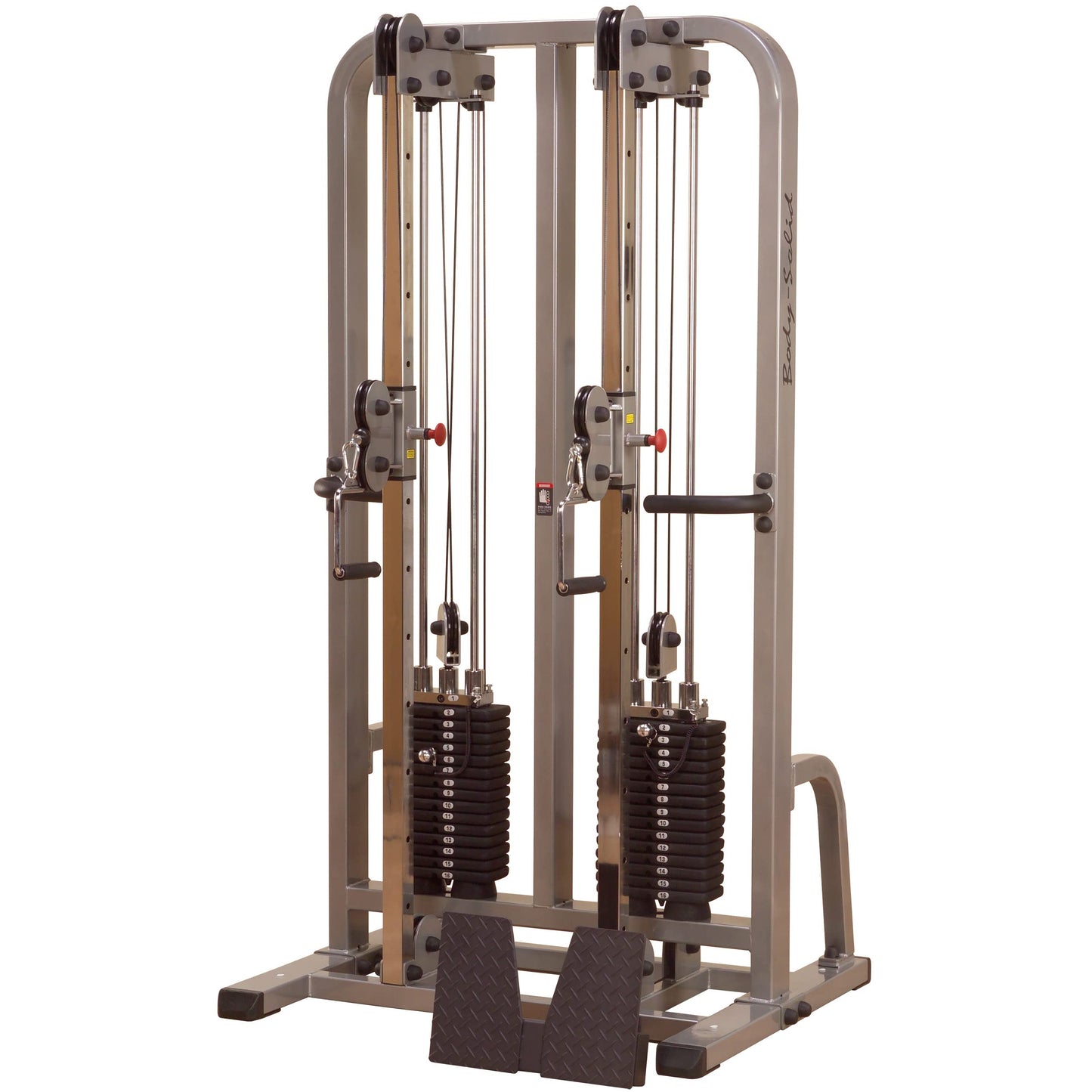 Body-Solid (SDC2000G/2) Pro ClubLine Dual Cable Column with Dual Stacks for Pull Down, Curls and Presses, Vertical Pulley Plate Loaded System for Home and Commercial Fitness Gym, 210 lb Weight Stack
