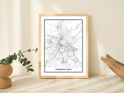 Susie Arts 11X14 Unframed Harrisonburg Virginia Wall Art Map Metropolitan City Road View Abstract Street Print Poster Decor Home Office sdm134