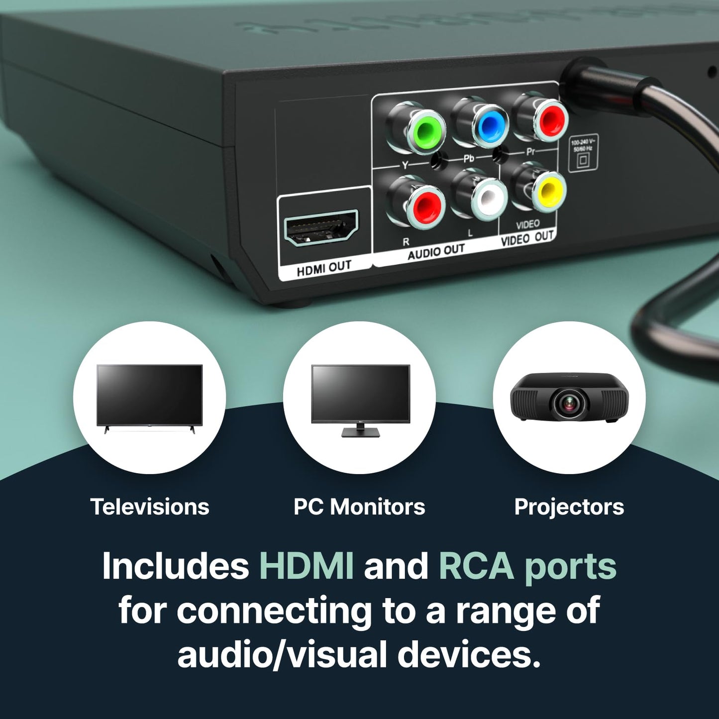 HDMI DVD Player for TV | 1080P Region Free DVD Players for Smart TV | Mini DVD Player with USB, CD & MP3 | HDMI Cable, RCA Cable & Remote Control Included | Majority-DVD
