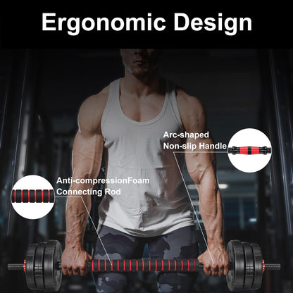 EDOSTORY Adjustable Dumbbell Set, 22/44/66/88lbs Free Weights, 4-in-1 Barbell & Kettlebell Set, Non-slip Handles, Fitness for Men & Women