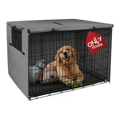 Explore Land Dog Crate Cover Durable - Polyester Pet Kennel Cover Universal Fit for 24-48 inches Wire Dog Crate (36 Inch (Pack of 1), Grey Cover)