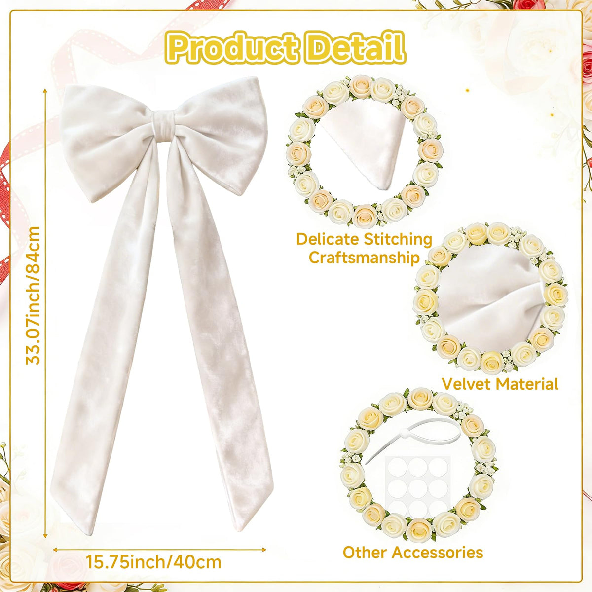 Extra Large White Velvet Bow for Christmas Tree Decoration, 16x33inch Giant White Velvet Christmas Tree Topper Bow for Home Room Wreath Wall Backdrop Thanksgiving Birthday Wedding Party Decor
