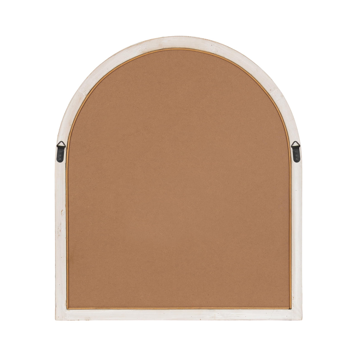 Kate and Laurel Rahfy Boho Arch Rattan Wall Mirror, 28 x 32, White, Decorative Wooden Mirror with Authentic Rattan Frame for Bathroom Vanity Mirror