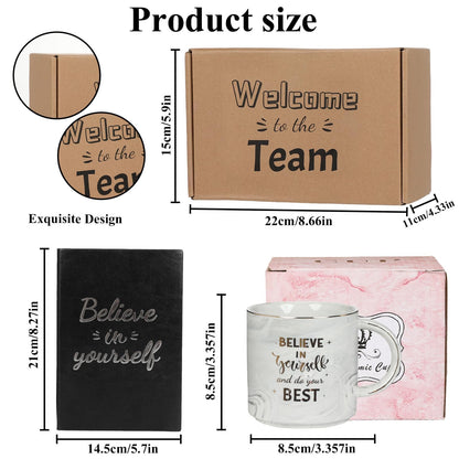 New Employee Welcome To The Team Gift Sets Employee Appreciation Gift Sets Includes Coffee Mug Greeting Card Key Chain Multifunctional Pen Notebook Note Towel Appreciation Christmas Gifts for Worker